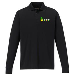 Retro St. Patrick's Day Drinking Game Performance Long Sleeve Polo