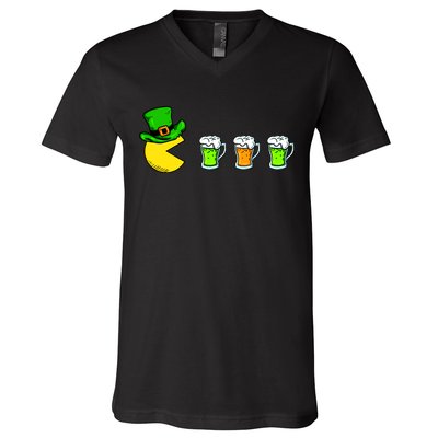 Retro St. Patrick's Day Drinking Game V-Neck T-Shirt