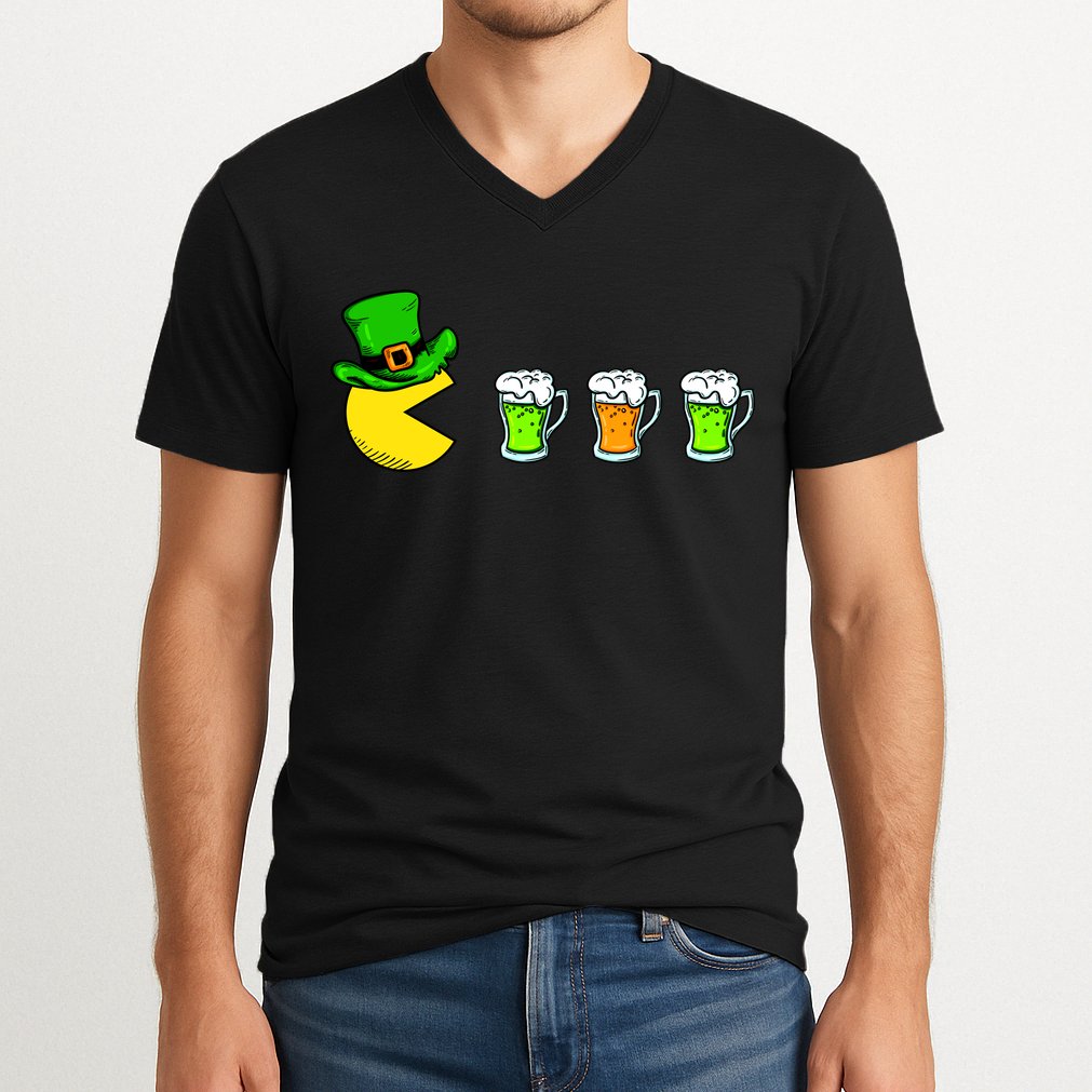 Retro St. Patrick's Day Drinking Game V-Neck T-Shirt