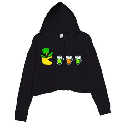 Retro St. Patrick's Day Drinking Game Crop Fleece Hoodie