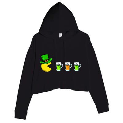 Retro St. Patrick's Day Drinking Game Crop Fleece Hoodie