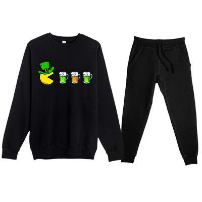 Retro St. Patrick's Day Drinking Game Premium Crewneck Sweatsuit Set