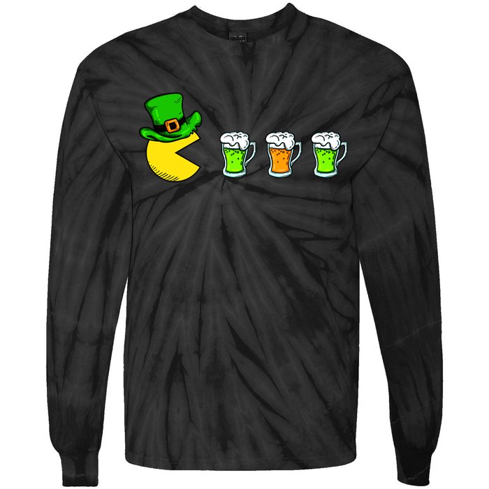 Retro St. Patrick's Day Drinking Game Tie-Dye Long Sleeve Shirt