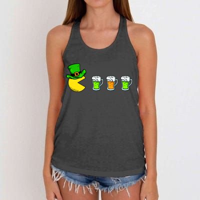 Retro St. Patrick's Day Drinking Game Women's Knotted Racerback Tank