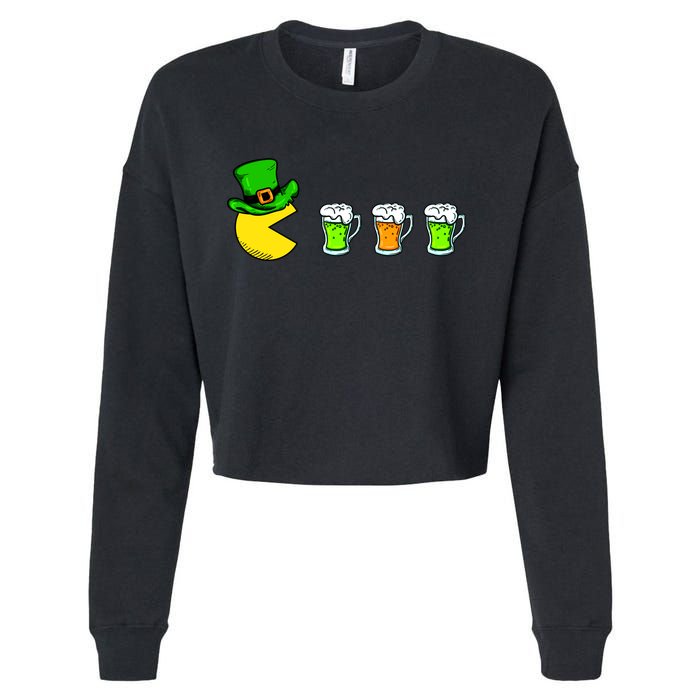 Retro St. Patrick's Day Drinking Game Cropped Pullover Crew