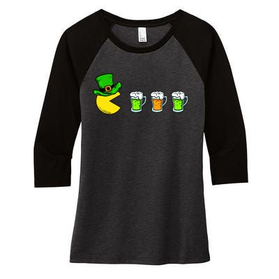 Retro St. Patrick's Day Drinking Game Women's Tri-Blend 3/4-Sleeve Raglan Shirt