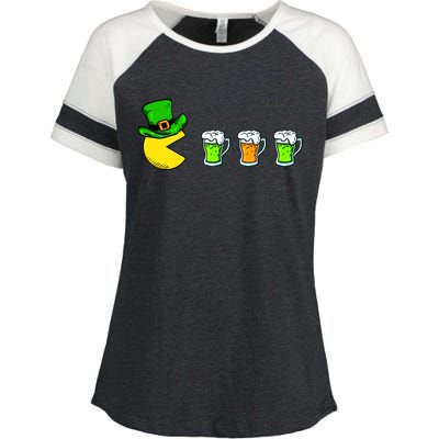 Retro St. Patrick's Day Drinking Game Enza Ladies Jersey Colorblock Tee