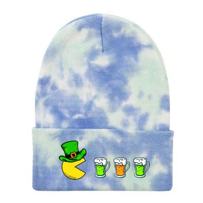 Retro St. Patrick's Day Drinking Game Tie Dye 12in Knit Beanie