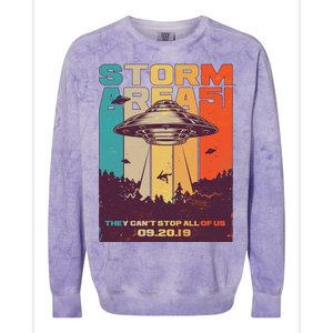 Retro Storm Area 51 UFO They Can't Stop Us All Colorblast Crewneck Sweatshirt