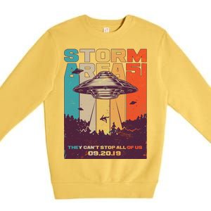 Retro Storm Area 51 UFO They Can't Stop Us All Premium Crewneck Sweatshirt