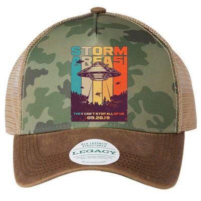 Retro Storm Area 51 UFO They Can't Stop Us All Legacy Tie Dye Trucker Hat