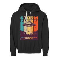 Retro Storm Area 51 UFO They Can't Stop Us All Garment-Dyed Fleece Hoodie