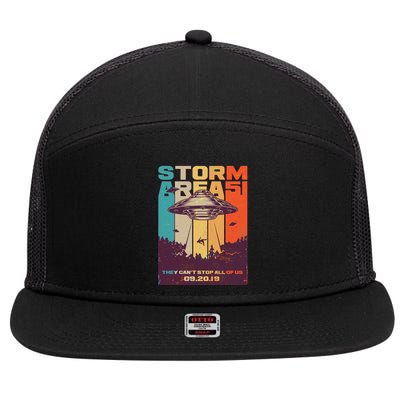 Retro Storm Area 51 UFO They Can't Stop Us All 7 Panel Mesh Trucker Snapback Hat