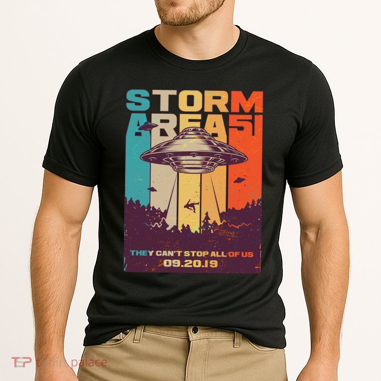 Retro Storm Area 51 UFO They Can't Stop Us All Performance Shirt