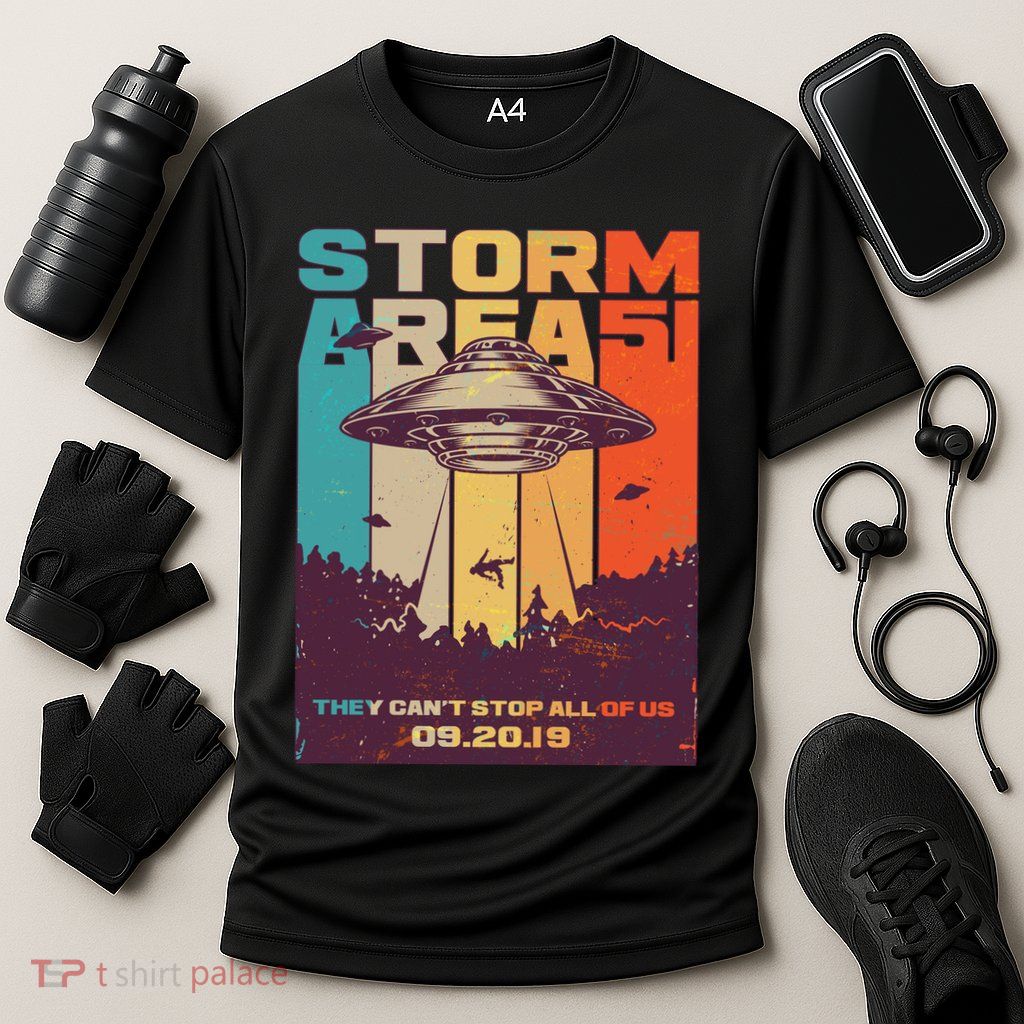 Retro Storm Area 51 UFO They Can't Stop Us All Performance Shirt