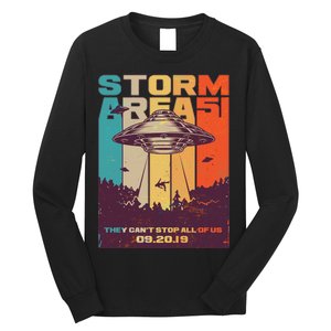 Retro Storm Area 51 UFO They Can't Stop Us All Long Sleeve Shirt