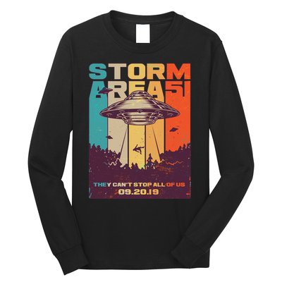 Retro Storm Area 51 UFO They Can't Stop Us All Long Sleeve Shirt
