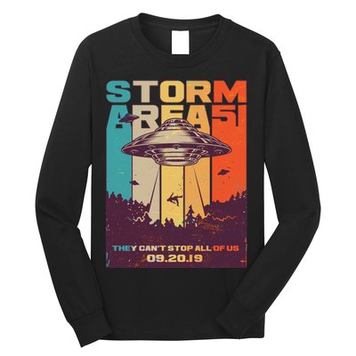 Retro Storm Area 51 UFO They Can't Stop Us All Long Sleeve Shirt