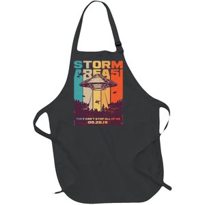 Retro Storm Area 51 UFO They Can't Stop Us All Full-Length Apron With Pockets