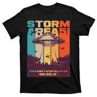 Retro Storm Area 51 UFO They Can't Stop Us All T-Shirt