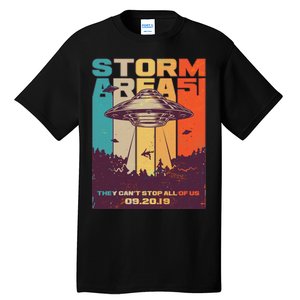 Retro Storm Area 51 UFO They Can't Stop Us All Tall T-Shirt