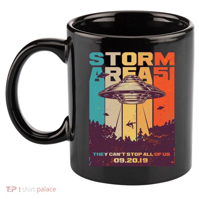 Retro Storm Area 51 UFO They Can't Stop Us All 11oz C Handle Ceramic Mug