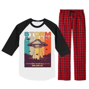 Retro Storm Area 51 UFO They Can't Stop Us All Raglan Sleeve Pajama Set