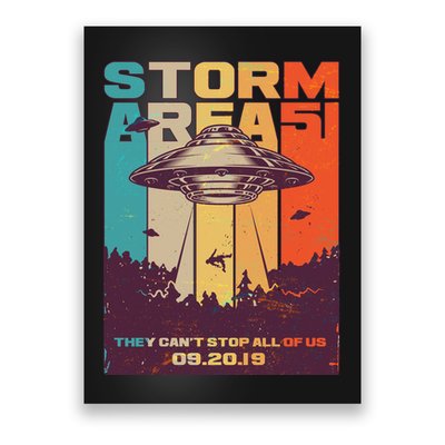 Retro Storm Area 51 UFO They Can't Stop Us All Poster