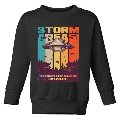 Retro Storm Area 51 UFO They Can't Stop Us All Toddler Sweatshirt