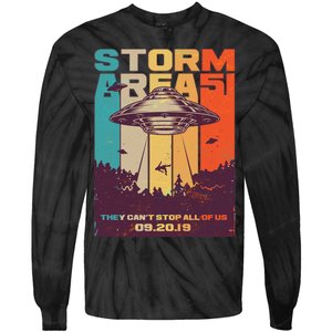 Retro Storm Area 51 UFO They Can't Stop Us All Tie-Dye Long Sleeve Shirt