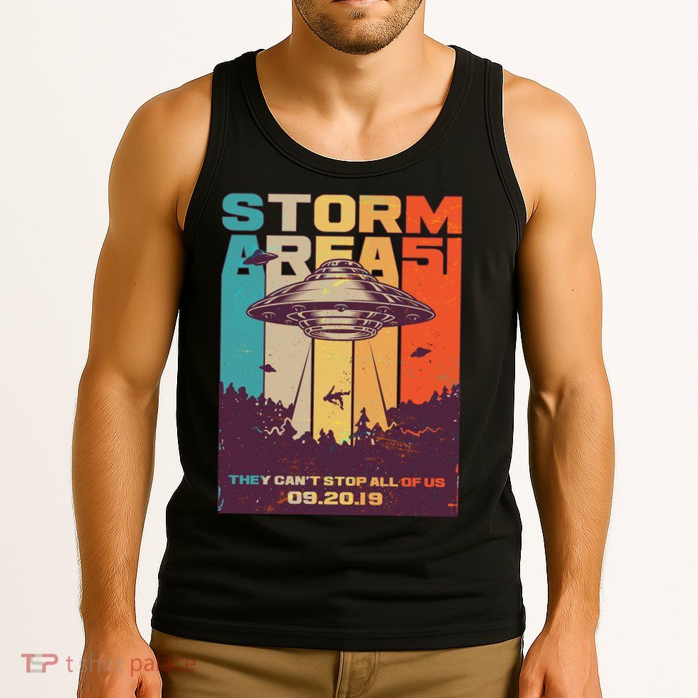 Retro Storm Area 51 UFO They Can't Stop Us All Tank Top