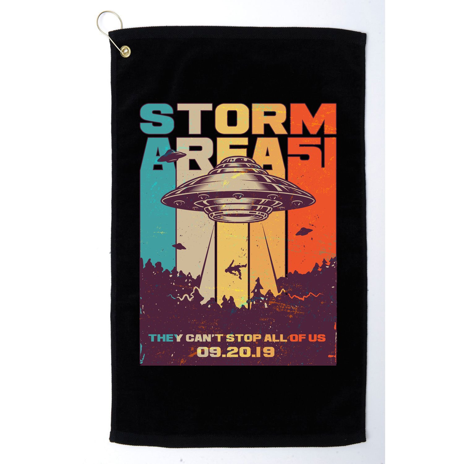Retro Storm Area 51 UFO They Can't Stop Us All Golf Towel