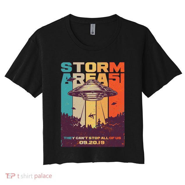 Retro Storm Area 51 UFO They Can't Stop Us All Crop Top