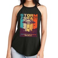 Retro Storm Area 51 UFO They Can't Stop Us All Women's Perfect Tri Rocker Tank