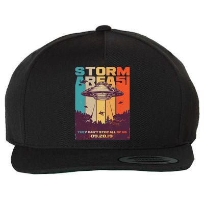 Retro Storm Area 51 UFO They Can't Stop Us All Wool Snapback Cap
