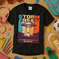 Retro Storm Area 51 UFO They Can't Stop Us All Kids T-Shirt