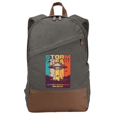 Retro Storm Area 51 UFO They Can't Stop Us All Cotton Canvas Backpack