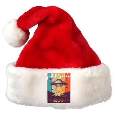 Retro Storm Area 51 UFO They Can't Stop Us All Premium Christmas Santa Hat