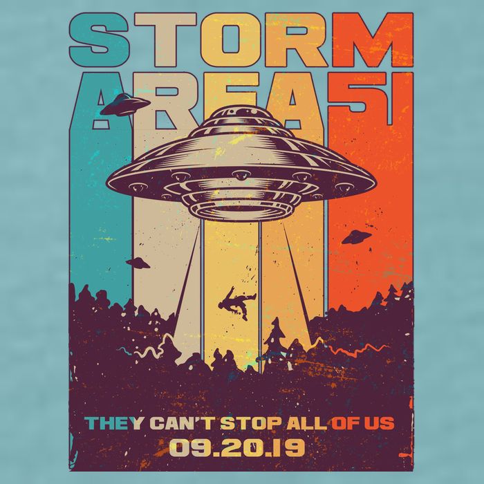 Retro Storm Area 51 UFO They Can't Stop Us All Sueded Cloud Jersey T-Shirt