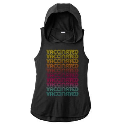 Retro Style Rainbow Vaccinated Ladies PosiCharge Tri-Blend Wicking Draft Hoodie Tank