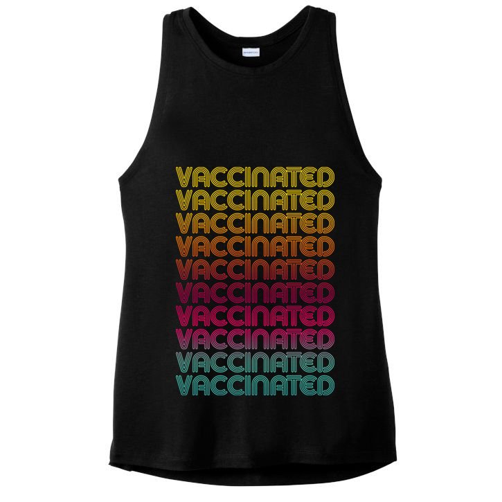 Retro Style Rainbow Vaccinated Ladies PosiCharge Tri-Blend Wicking Tank