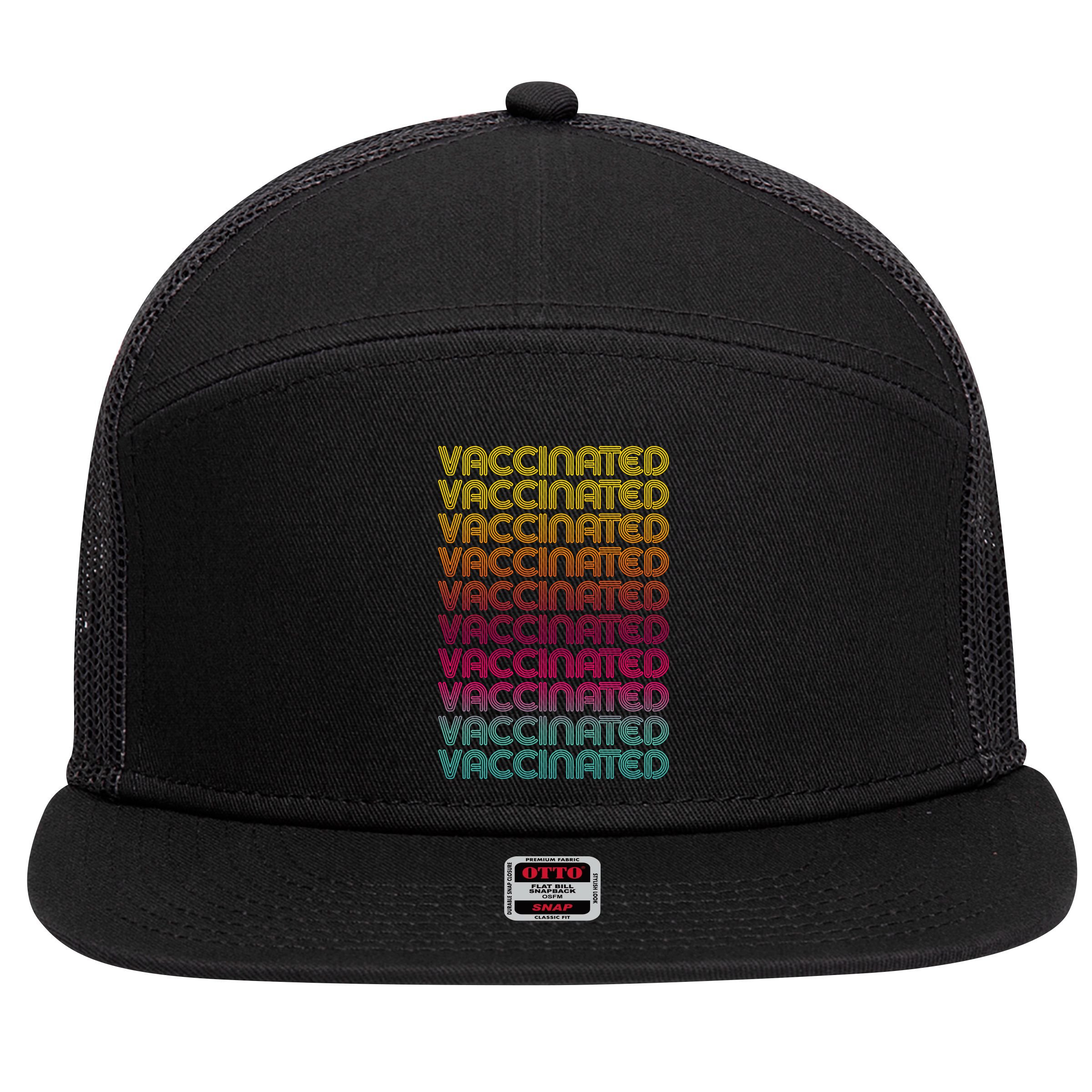 Retro Style Rainbow Vaccinated 7 Panel Mesh Trucker Snapback Hat