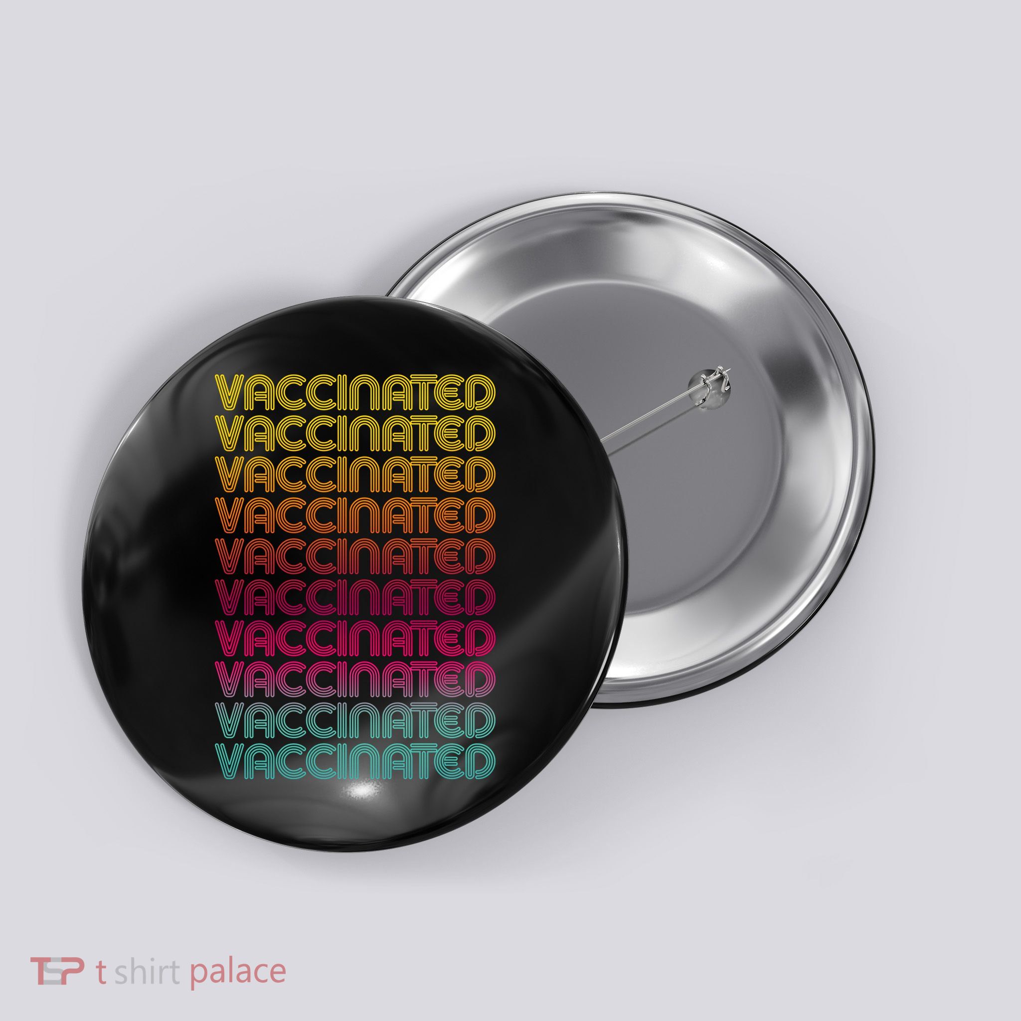 Retro Style Rainbow Vaccinated Button