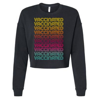 Retro Style Rainbow Vaccinated Cropped Pullover Crew