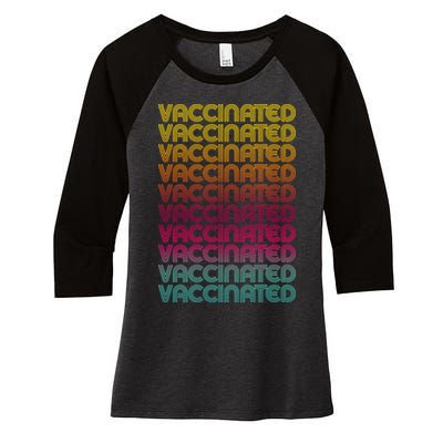 Retro Style Rainbow Vaccinated Women's Tri-Blend 3/4-Sleeve Raglan Shirt