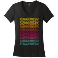 Retro Style Rainbow Vaccinated Women's V-Neck T-Shirt
