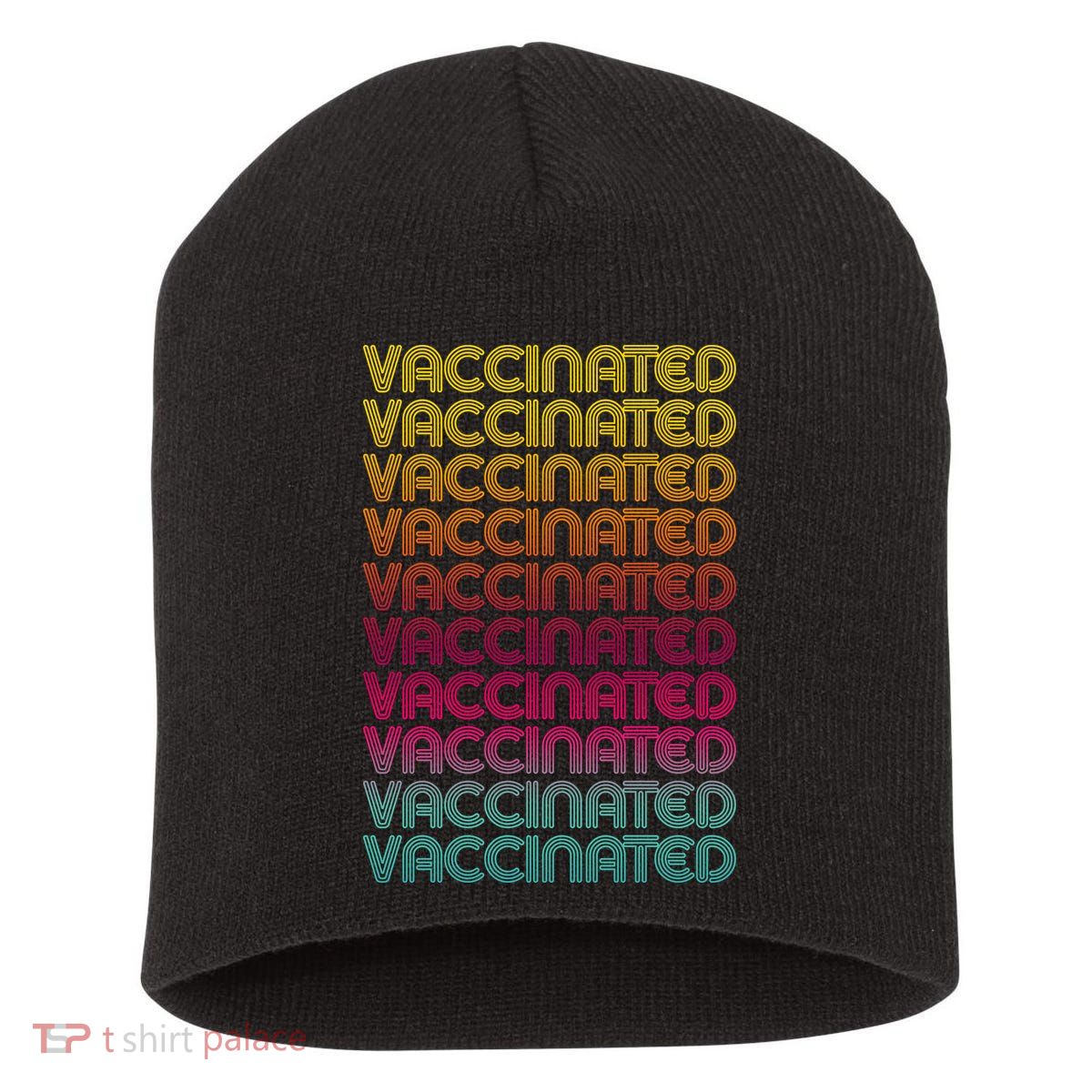 Retro Style Rainbow Vaccinated Short Acrylic Beanie