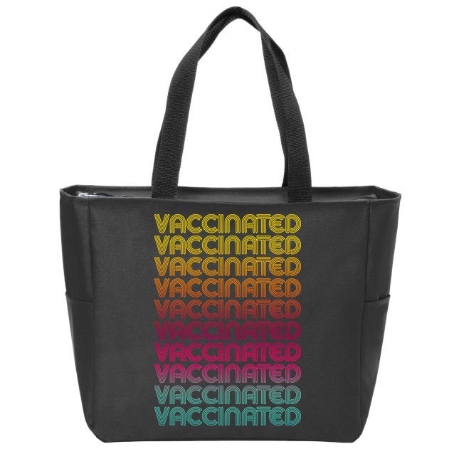 Retro Style Rainbow Vaccinated Zip Tote Bag