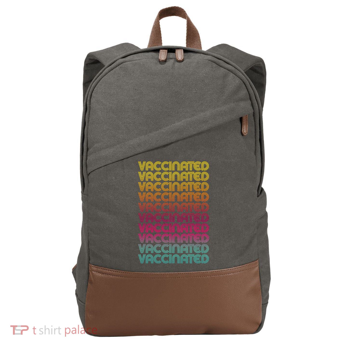 Retro Style Rainbow Vaccinated Cotton Canvas Backpack