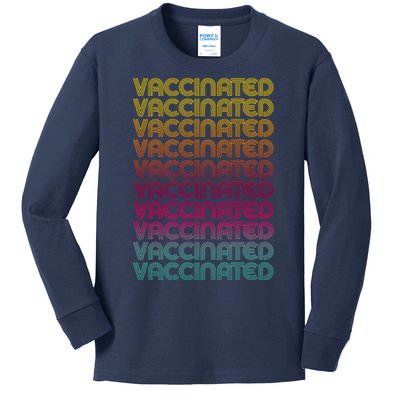 Retro Style Rainbow Vaccinated Kids Long Sleeve Shirt